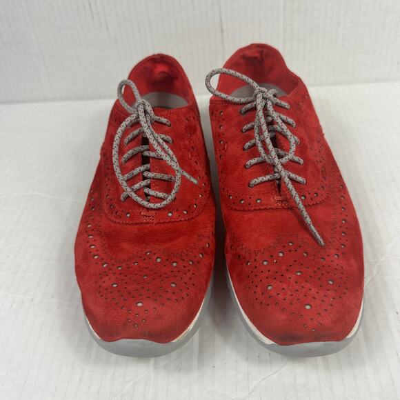 Cole Haan Zerogrand Womens Red Suede Wingtip Oxfords Shoes Size 8 B W02106 - Picture 2 of 6